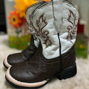Kids Western Cowboy Boots - Brown and White